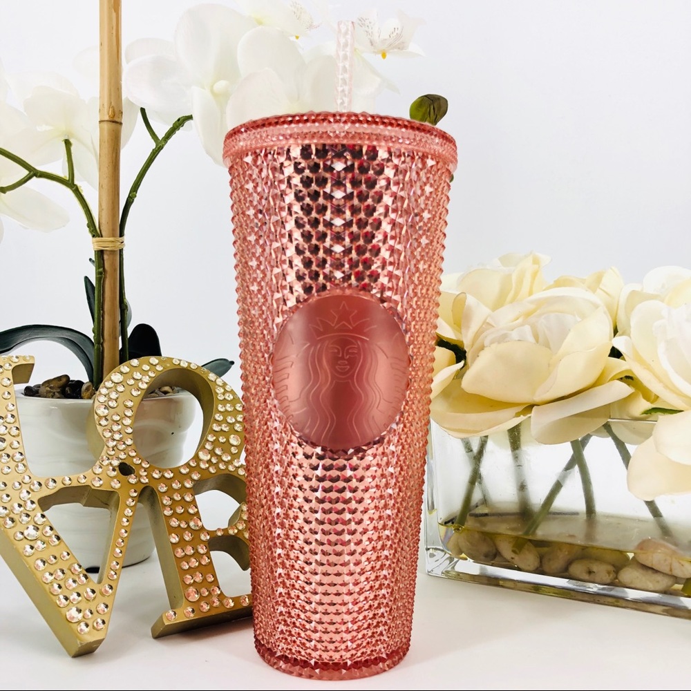 Rose Gold Iridescent Bling Starbucks Tumbler Cup - Picture 1 of 6